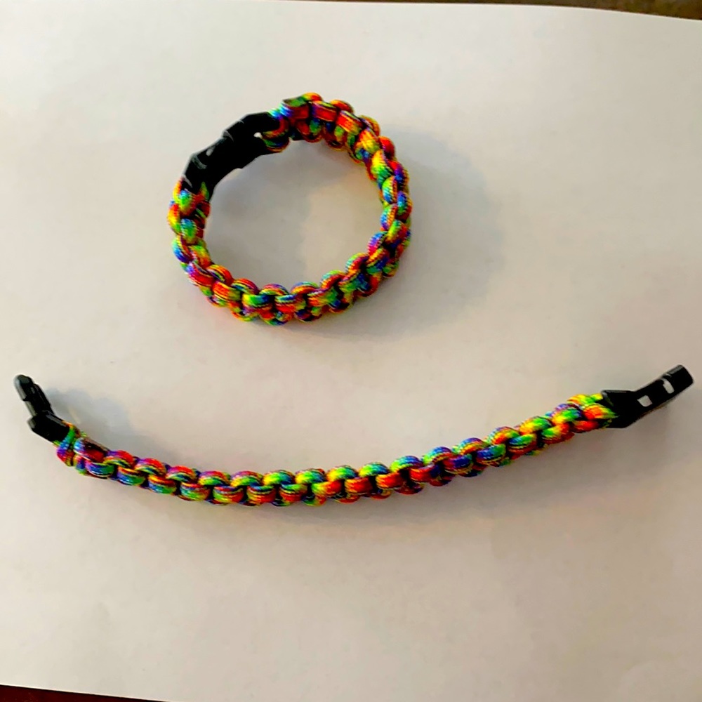 Paracord hand made bracelets! Rainbow pride and autism awareness!